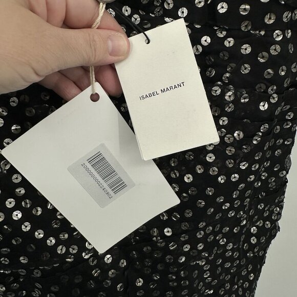 NEW ISABEL MARANT dress mini sequins spring summer 2014 asymmetrical black 42 XL - Picture 12 of 14